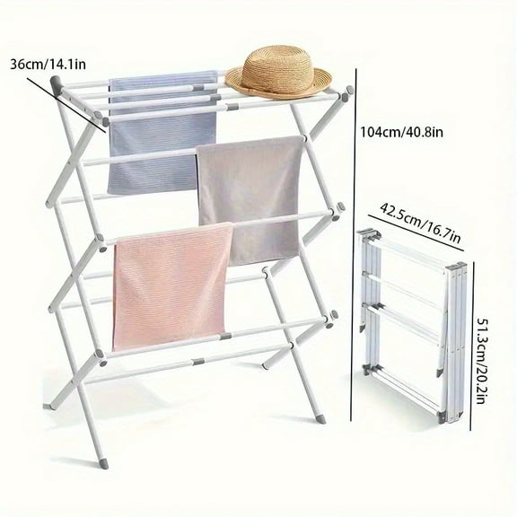Foldable Metal Clothes Rack - Space-Saving 50lb Capacity Drying Stand with Non-Slip Locking Design