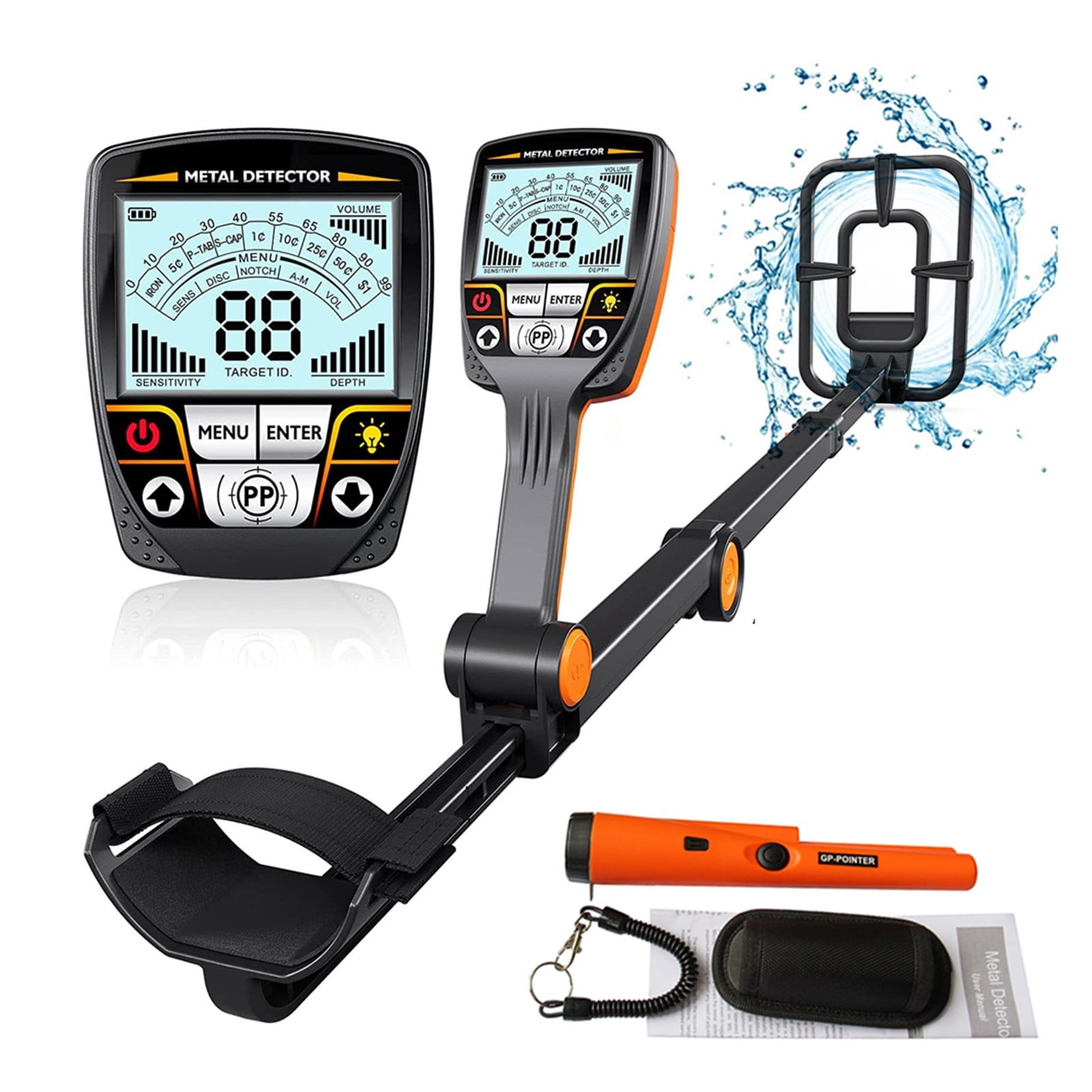 Foldable Metal Detector Waterproof Adjustable Folding Metal Detectors