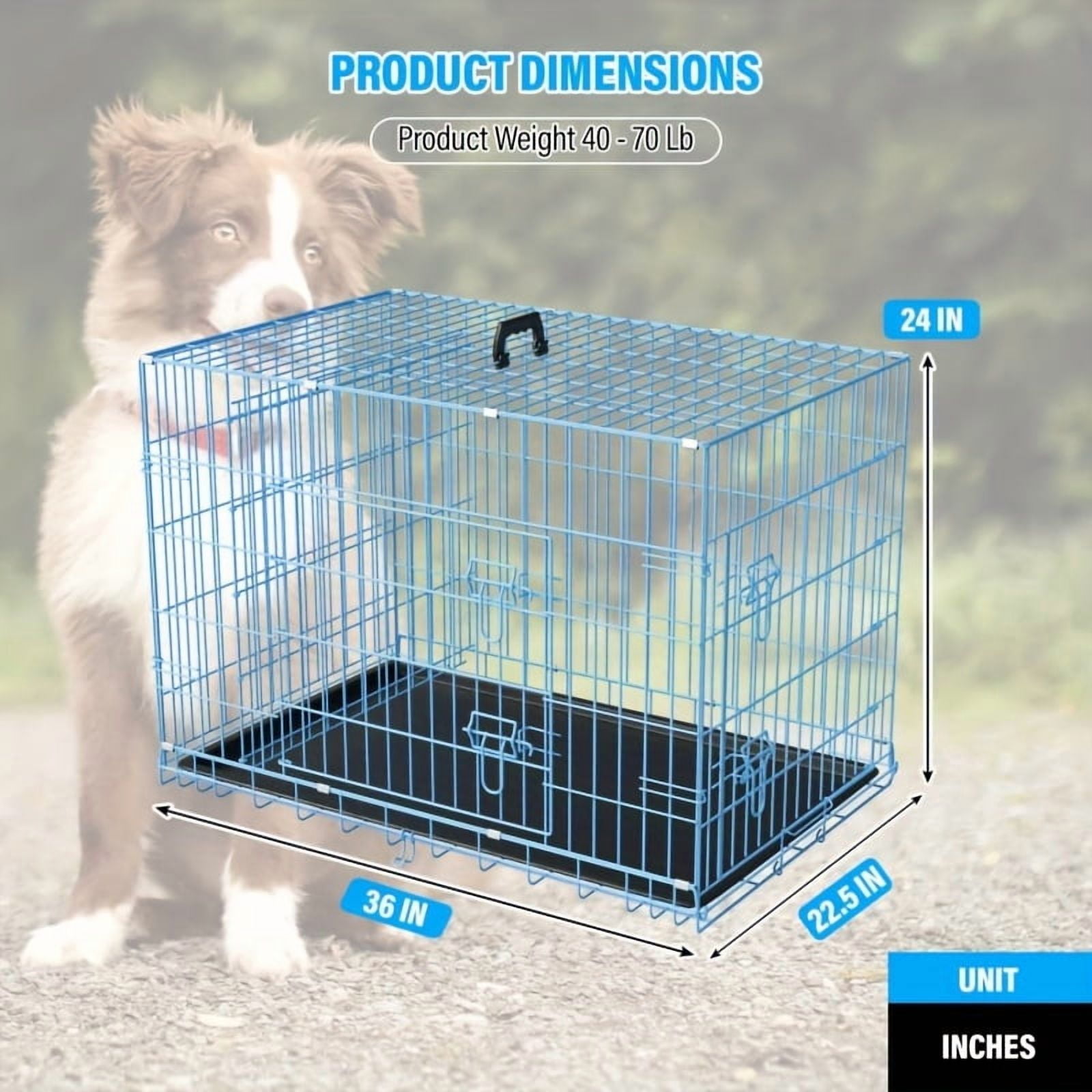 Foldable Metal Dog Crate with Tray - Heavy-Duty Small Dog Cage with ... - Compact Dog Crate Trays
