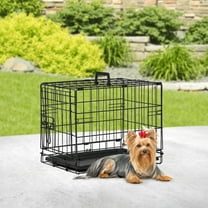 Foldable Metal Dog Crate with Double , Secure Latches, Leakproof Tray for Small Breeds, Black