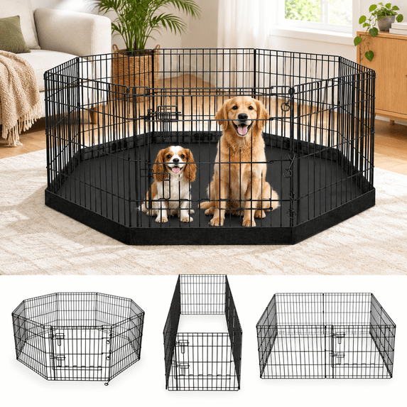 Foldable Metal Dog Exercise Pen/pet Puppy Playpen Kennels Yard Fence ...