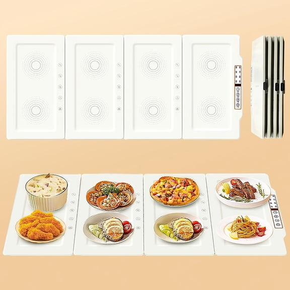 Foldable Metal Electric Hot Plate Food Warming Mat Portable Heating Tray Countertop Warmer for Kitchen Buffet Restaurant Party Family Dinner