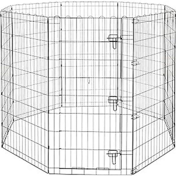 Foldable Metal Exercise Dog Playpen, Indoor/Outdoor, Single Door, 8 Panels, 36 Inches