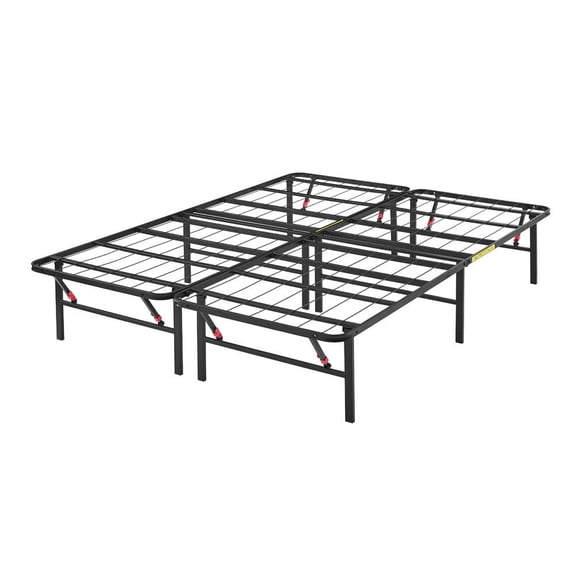 Foldable Metal Platform Bed Frame Full Size Black, 14 Inch Height with Ample Under Storage, Noise-Free Stable Support, Tool-Free Setup, No Box Spring Necessary
