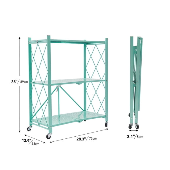 Foldable Metal Storage Rack with Lockable Wheels - Indoor Outdoor Versatile Shelf