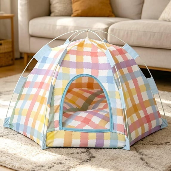 Foldable Mini Cat Tent Indoor, Portable Foldable Pet Tent Bed for Cats and Small Dogs, Lightweight Kitten Nest for Living Room Backyard Camping,Soft Cushion