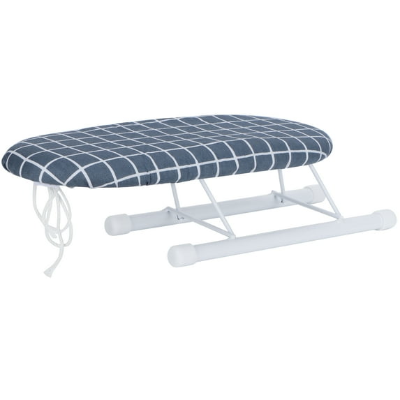 Foldable Mini Ironing Board with Dark Blue Grid for Sleeves, Cuffs, and Collars - Perfect for Home and Travel Use