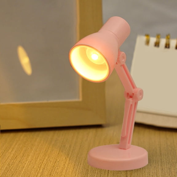 Foldable Mini LED Desk Lamp, ZzCityTK Portable Clip-On Night Light with Magnetic Base, Adjustable Eye-Care Reading Light for Bookshelf Monitor Bedside, Pink