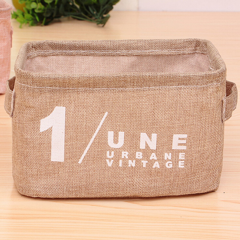 Foldable Mini Square Natural Linen & Cotton Fabric Storage Bins Storage Baskets Organizers for