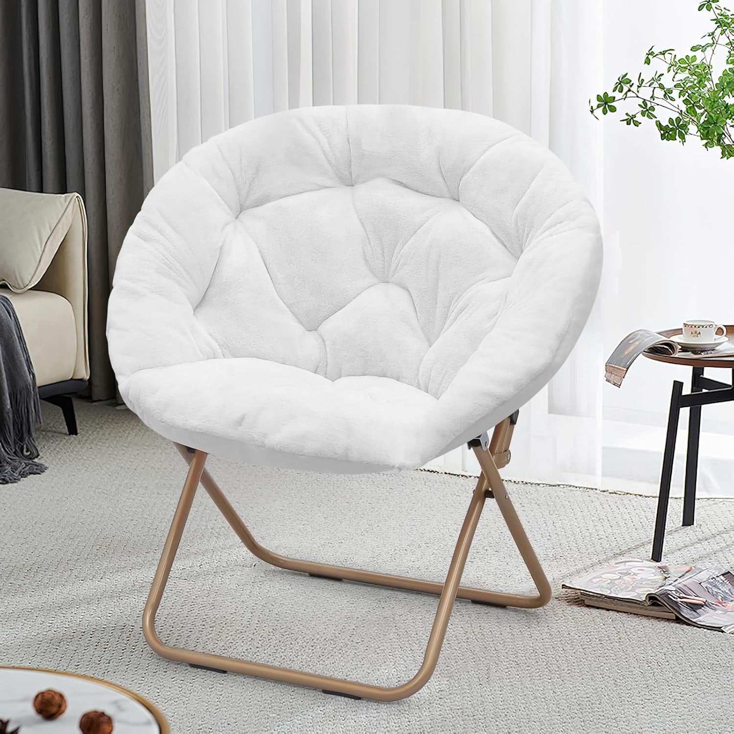 Faux Fur Large Moon Chairs For Adults Lounge Folding Moon Chair