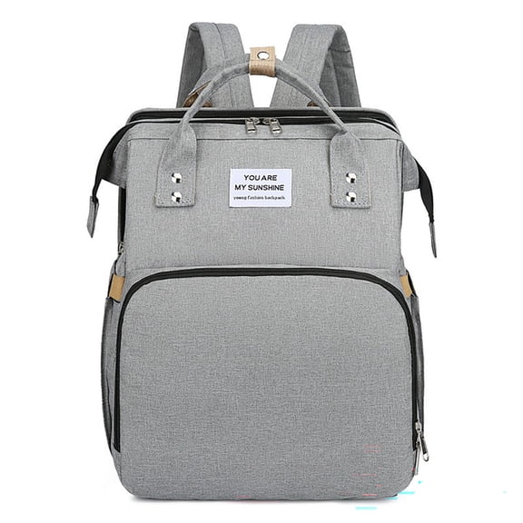 Diaper Bag Backpack,Foldable Mother and Baby Backpack with Multiple Compartments,Gray