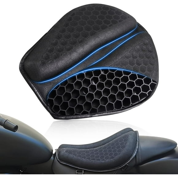 Foldable Motorcycle Gel Seat Cushion, Large 3D-Honeycomb Structure Shock Absorption & Breathable Motorcycle Gel Seat Pad for Long Rides (L)