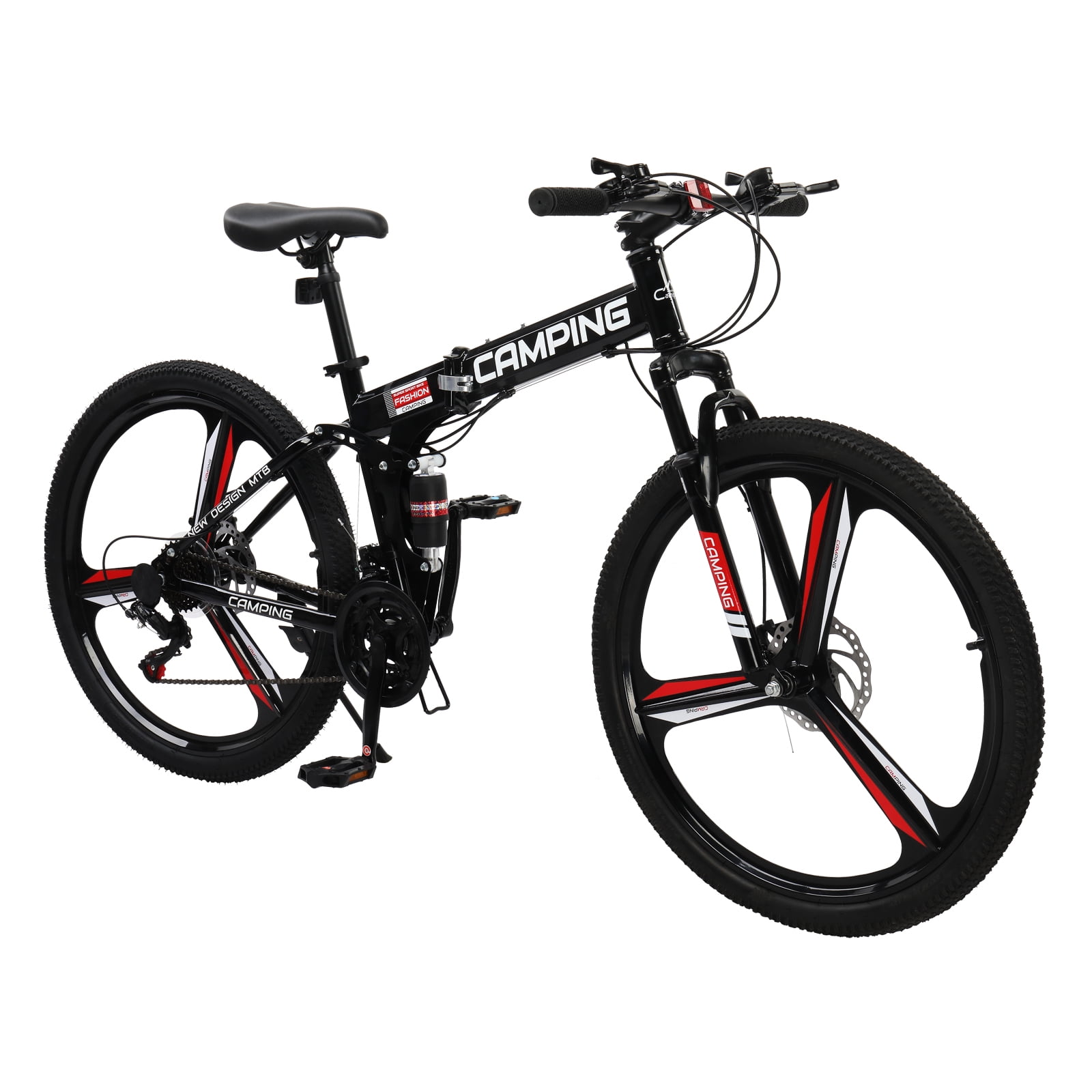 Foldable Mountain Bike 26in 150kg 21-Speed Shimano Variable Speed High Carbon Steel Land Rover Tri-Knife Wheels Black