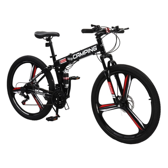 Foldable Mountain Bike 26in 150kg 21-Speed Shimano Variable Speed High Carbon Steel Land Rover Tri-Knife Wheels Black