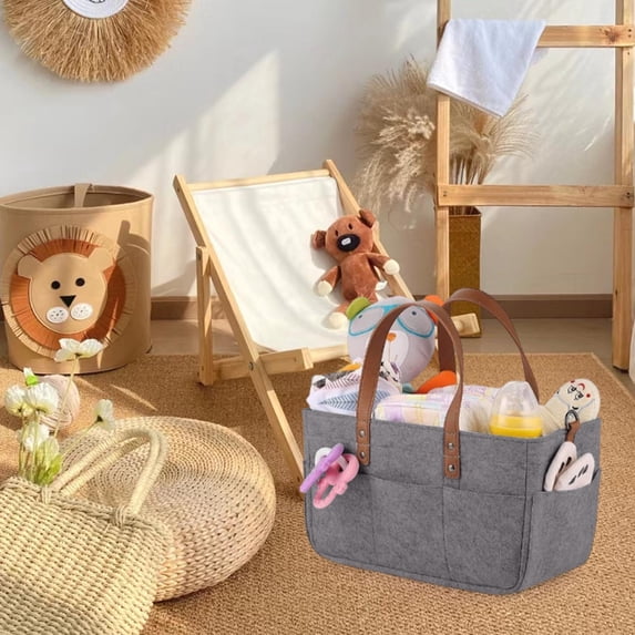 Foldable Multi-Compartment Storage Bag, Portable Nursery Organizer Tote for Baby Diapers, Travel Essentials and Household Items, Lightweight Home Storage Solution