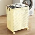 thumbnail image 1 of Foldable Multi-Functional Plastic Laundry Basket, Portable Clothing Storage Bin with Wheels, Large Size, Suitable for Balcony, Bathroom, and Bedroom, 1 of 10