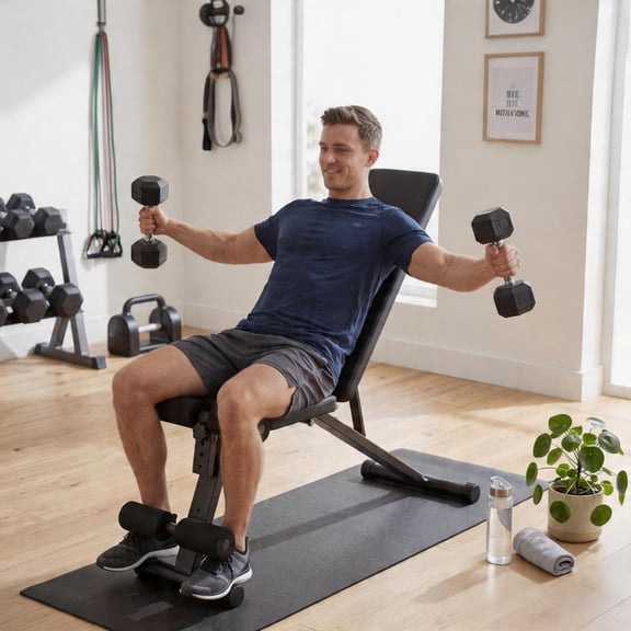 Foldable Multi-Position Weight Bench for Home Workouts, Adjustable Flat, Incline, Decline Bench, Versatile Full-Body Strength Training Equipment