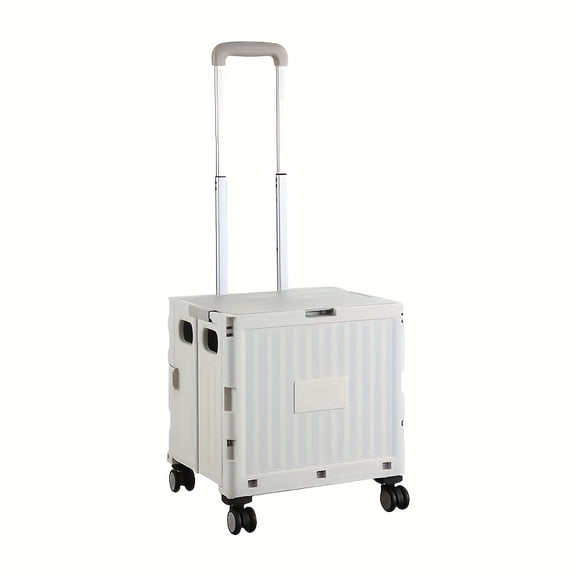 Foldable Multi-Purpose Cart Portable Rolling Box Trolley Shopping Cart Tool Box with Adjustable Trolley with Lid, for Grocery Store, Office, Teacher, Travel, Shopping, Moving Luggage (Green/Gray)