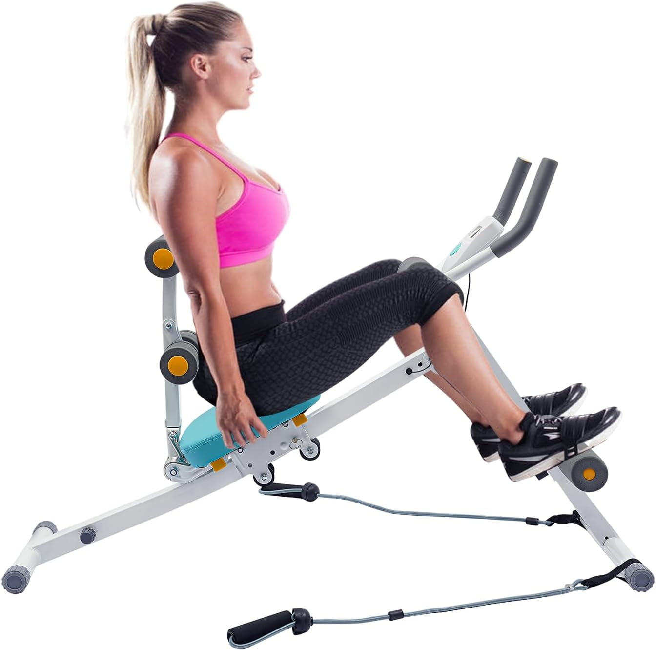 Foldable Ab Machine With LED Display - 3-Level Adjustable Ab Cruncher, 330lbs Capacity