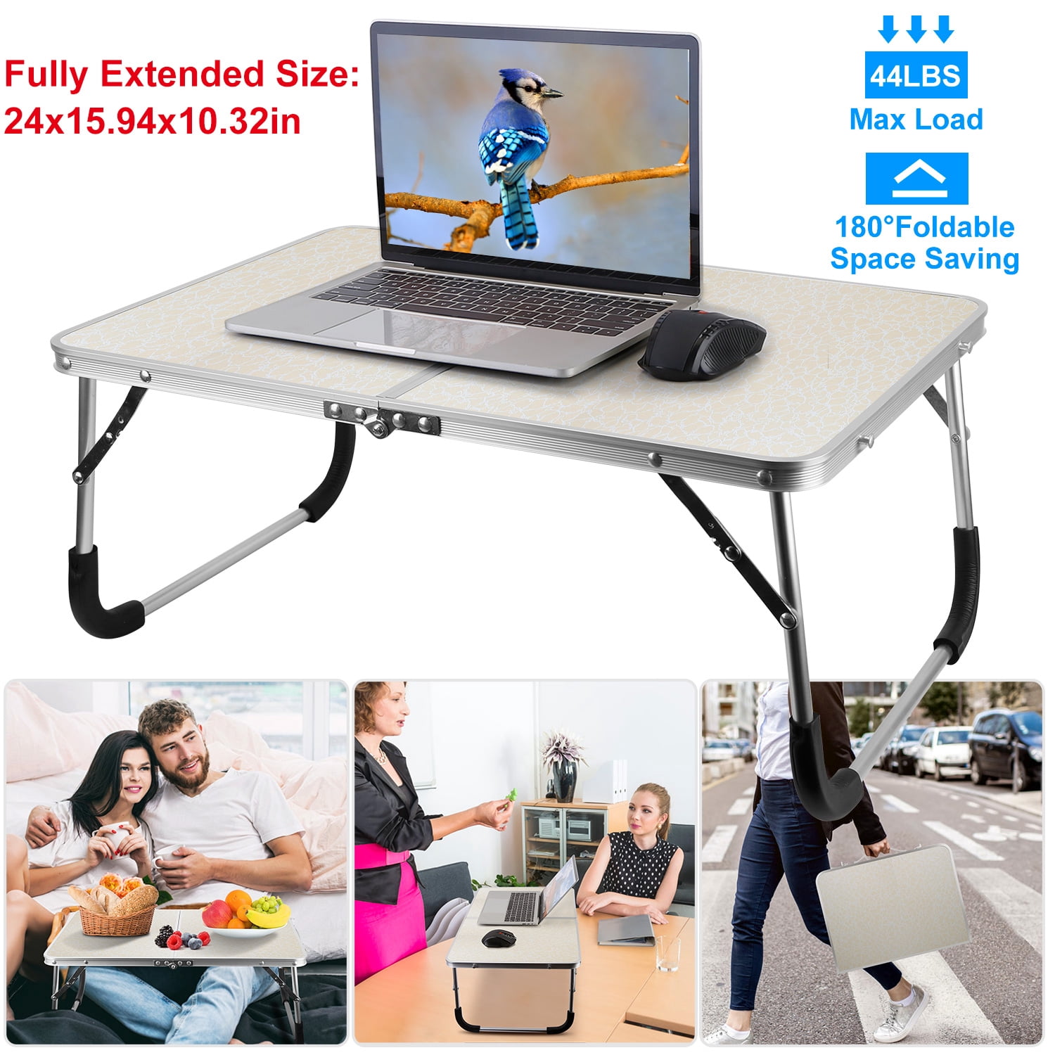 Foldable Multifunctional Laptop Lap Desk - For Bed, Sofa, Dorm & Floor (Reading/Writing/Breakfast)