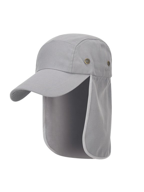 Foldable Neck Flap Cover Sun Cap Upf 50 Protection Hat for Outdoor Fishing Hiking Climbing Sun Hat Anti Shoulder Cape Hat Sun Cap for Fishing Safari Summer Beach Hat Light Ashy One Size