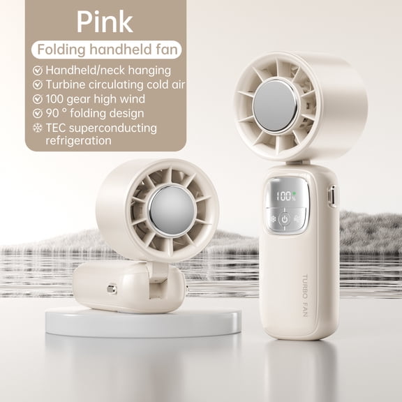 Foldable Neck Hanging Cooling Fan, TEC Superconduct Refrigeration, 100 Gears, 4000mAh Battery, Handheld & Desktop Personal Air Conditioner for Travel & Sports