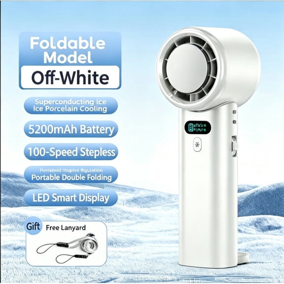 Foldable Neck Hung Portable Mini Fan with Semiconductor Cooling Chip & Stepless Speed Control, USB-C Rechargeable Handheld Personal Cooling Device for Outdoor Commuting and Travel Comfort