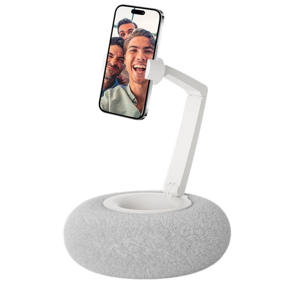 Foldable Neck Phone Holder Silicone Suction Base, 120° Tilt & Portable Design for Car/Office/Bed
