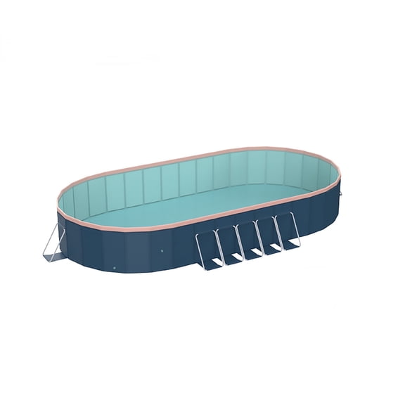 BravSco Oval Foldable Swimming Pool Non-Inflatable, 138 x 69 x 20 in, Portable Above Ground Pool for Backyard Use