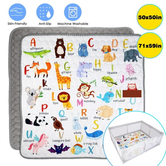 Foldable Non-Slip Mat for Newborns Infants Babies Toddlers, Machine Washable Baby Crawling Mat