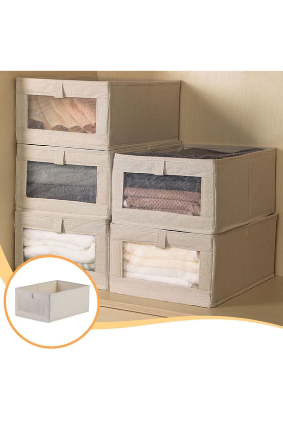 Foldable Non-Woven Fabric Drawer Organizer with View Window, Yellow Storage Box for Clothes Underwear Bras Accessories, Space-Saving Closet Divider, Portable Collapsible Bin for Home & Travel