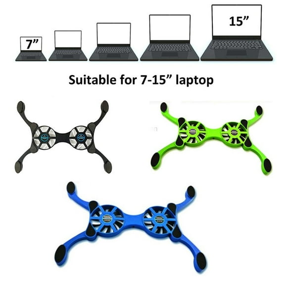 Foldable , Notebook Cooling Pad USB with 2x 70mm Fans for 7-15inches Laptops PC