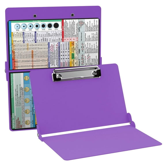 Foldable Nursing Clipboard by WhiteCoat Clipboard (Lilac), Foldable Clipboard with Nursing Edition Cheat, Nursing Clipboard - Pocket Size for Students, Nurses and Doctors