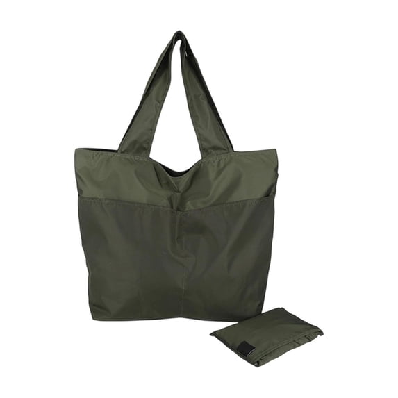 Foldable Nylon Shoulder Tote Bag with Zipper Closure, Large Capacity Lightweight Handbag for Travel, Work, Commute, and Daily Carry