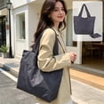 thumbnail image 1 of Foldable Nylon Tote Bag, Large Capacity Lightweight Shoulder Handbag with Zipper Closure, Travel Shopping Work Everyday Carry Tote, 1 of 6