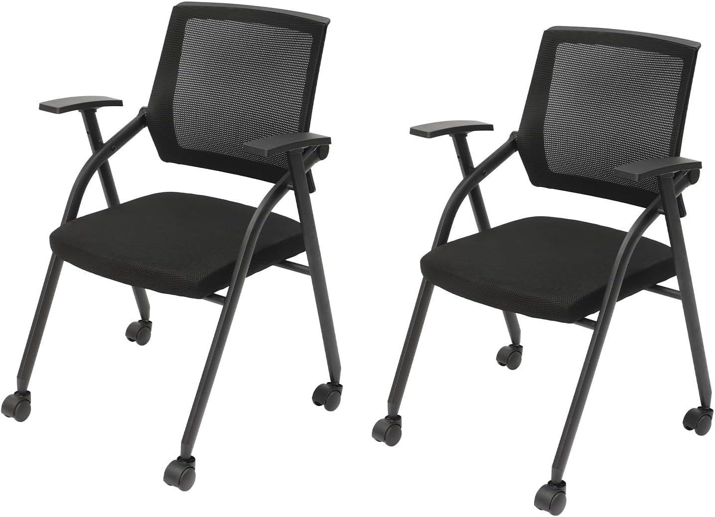Foldable Office Chair with Wheels and Sliding Armrest, Ergonomic Mesh ... - Compact Folding Chair For Office Spaces With Wheels