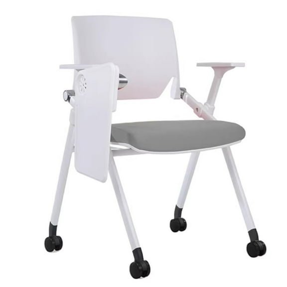 Foldable Office Chair with Wheels and Desk Attached,Ergonomic Mesh Back Stackable Conference Room Chair Office Guest & Reception & Meeting Chair