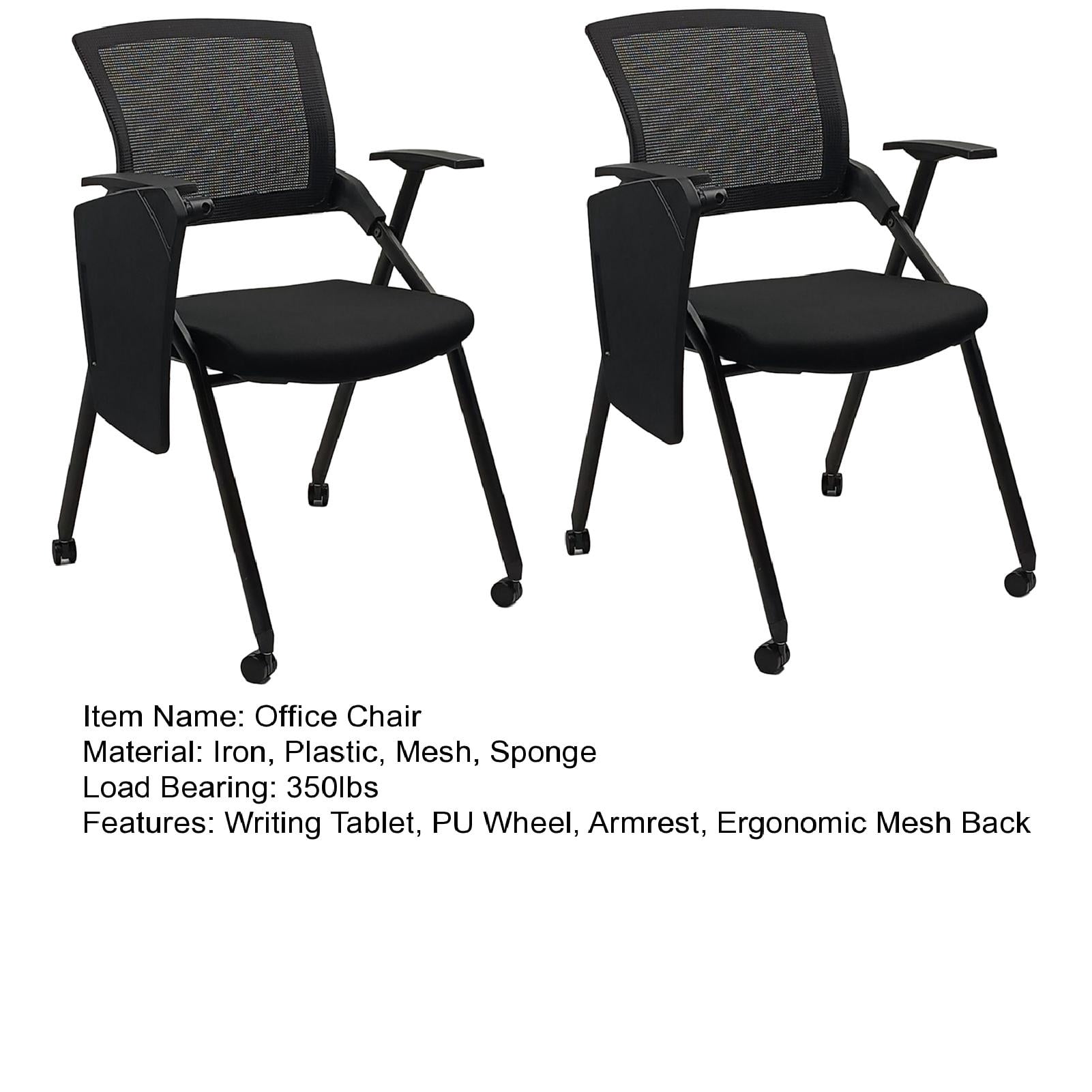 Foldable Office Chairs with Writing Tablet,Stackable Conference Room ...