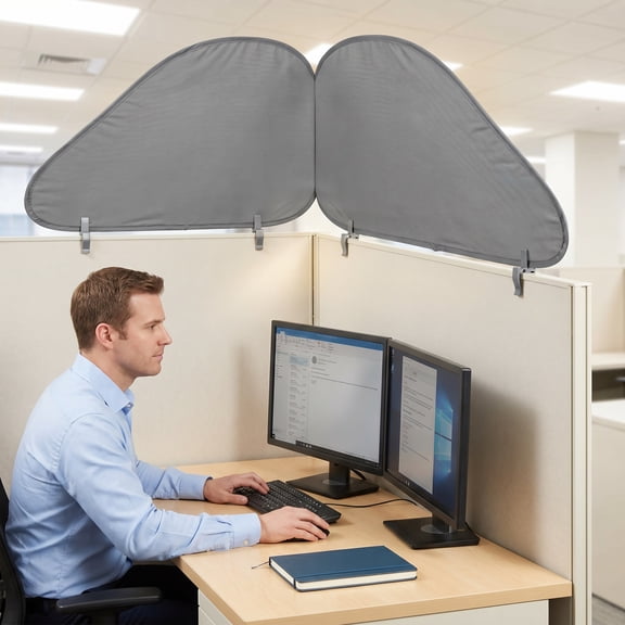 HUO Songmiao Partition Panels Foldable Office Cubicle and Desk Shade Silver Fabric 59.06 in