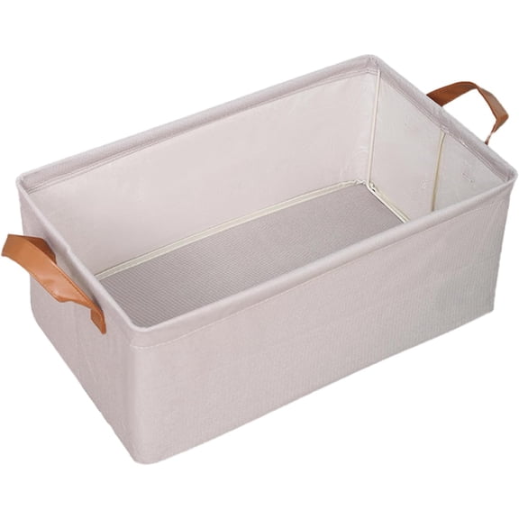Foldable Open Storage Box,Lover's Gift,Thick Frame,Leather Handle,Closet Cube,Basket for Organizer Toys,Books, Clothes, Socks,Underclothes,Closet Shelf,Hostel, Office Nurseries(27L)