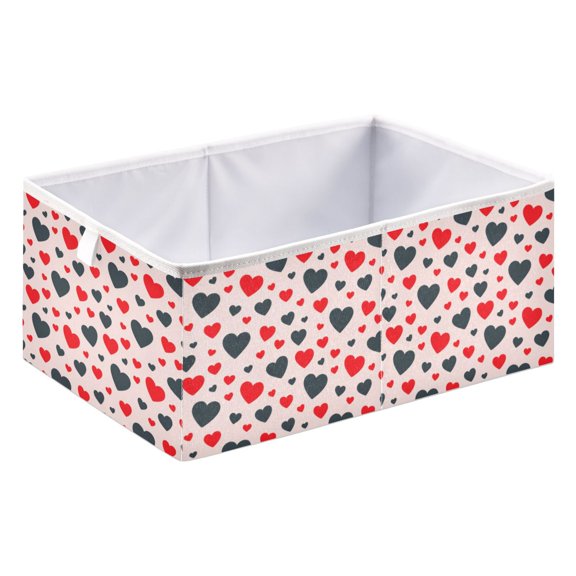 Foldable Open Top Cube Storage Basket Fabric Organizer for Clothes Toys Books 15x10x6 Inch Heart Pattern Love Design