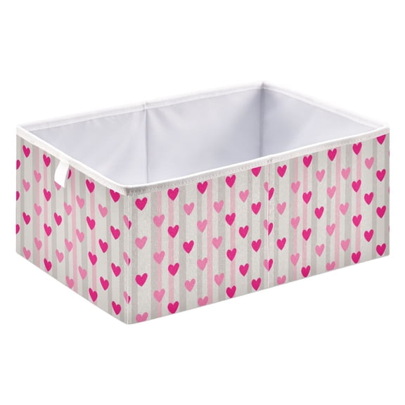 Foldable Open Top Cube Storage Basket Fabric Organizer for Clothes Toys Books 15x10x6 Inch Neutral Pink Love Pattern