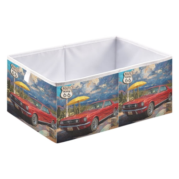Foldable Open Top Cube Storage Basket Fabric Organizer for Clothes Toys Books 15x10x6 Inch Red Pony Of The Desert
