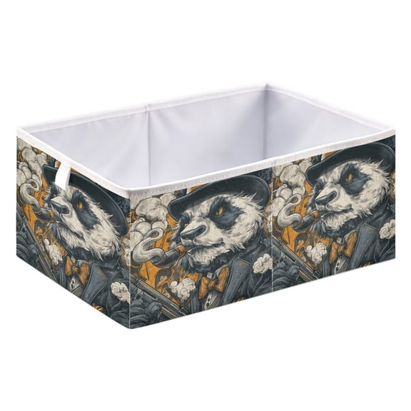 Foldable Open Top Cube Storage Basket Fabric Organizer for Clothes Toys Books 15x10x6 Inch Vintage Mobster Panda