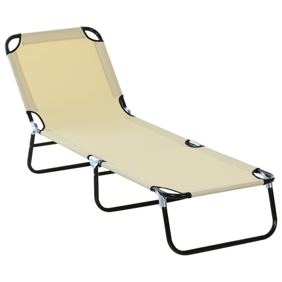 Foldable Outdoor Chaise Lounge Chair - 5-Position Reclining Tanning Chair with Oxford Fabric, Supports 265 Lbs for Beach, Pool & Patio