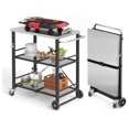 Foldable Outdoor Grill Cart with 2 Total Lock Casters, Stainless Steel