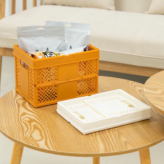 Foldable Outdoor Picnic Basket with Handles,Vegetable and Fruit Basket Storage Basket,Portable Carrying Basket, Organizer Container for Car Home Pinic(Orange)