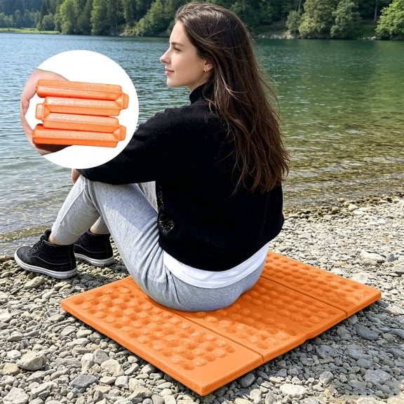 Foldable Outdoor Seat Cushion Portable Waterproof Foam Pad for Camping Picnic Hiking Beach Stadium Travel - Thickened Shock Absorbing Lightweight Mat for Hard Bleachers Ground