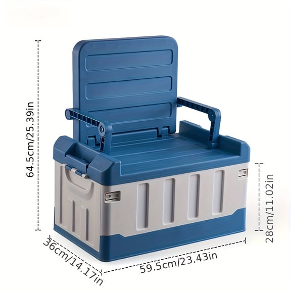 Foldable Outdoor Storage Stool with Backrest | Portable Camping & Fishing Seat with Compartments | Durable Lightweight Design for Hiking, Travel & Car Trips | Sturdy Construction