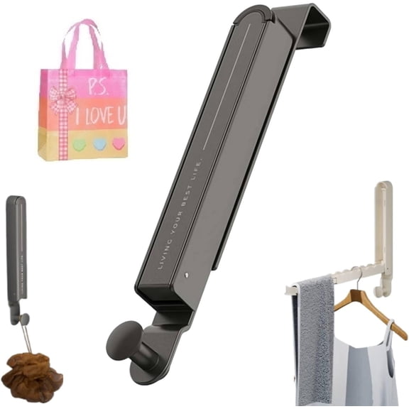 Foldable Over-the-Door Hook Drying Rack (10.62"13.38")  No-Drill 6-Hanger Gray Garment Rack for Bedroom Laundry Travel  Z